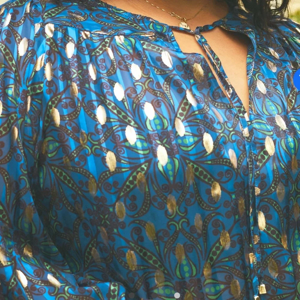 NWT The Odells going-out blouse, sheer w/ gold metallic accents, size 3X - Picture 6 of 8